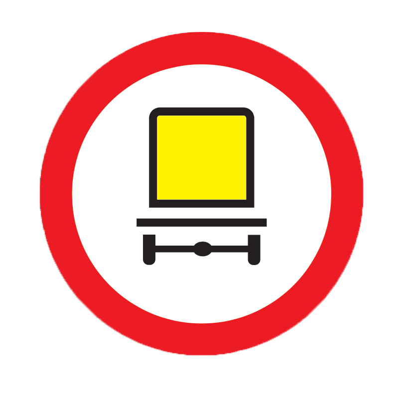 Accesul interzis vehiculelor care transportă mărfuri periculoase, indicatoare rutiere